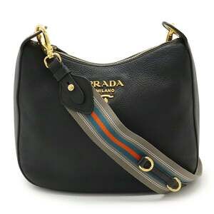 Prada Vitello Phoenix Shoulder Bag, Striped Leather, Nero Black, Purchased at...